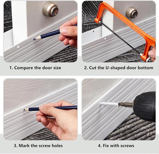 Yaocom 4 Pack U Shape Screw on Under Door Seal 36 Inch Aluminum and Rubber Door - Image 6