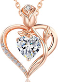 1.2CT Rose Heart Necklace Option of Moissanite or Lab-Grown Sapphire Ruby Emerald&More Necklace for Women Birthstone Girlfriend Necklace S925 Sterling Silver 18K White/Rose Gold Plated D Color VVS1 Gift for Wife Mother Daughter for Birthday Anniversary...