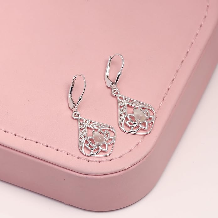 LeCalla 925 Sterling Silver Filigree Dangle Drop Leverback Earrings for Women | Long 925 Silver Dangle Leverback Earrings Hypoallergenic Filigree Tear drop Earrings Jewelry