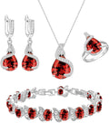 GZWHD Jewelry Set for Women Water Drop Cubic Zirconia Artificial Crystal Earrings Pendant Necklace Open Ring Tennis Bracelet Wedding Anniversary Birthday Engagement Gift for Bridesmaid Wife Girlfriend Friend