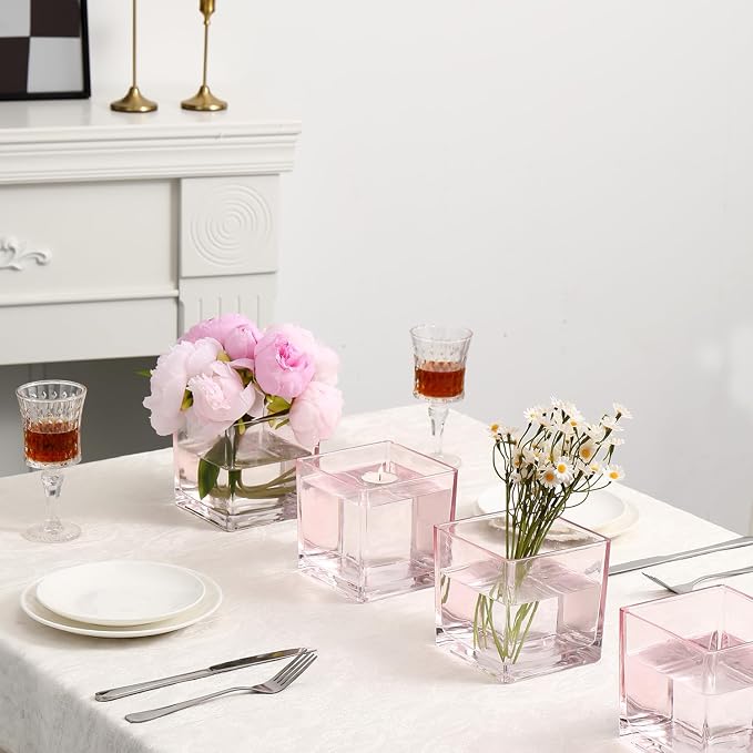 Square Glass Vases Set of 9, Small Vase - Image 3