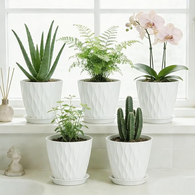 8 Inch Plastic Plant Pots, Planters - Image 7