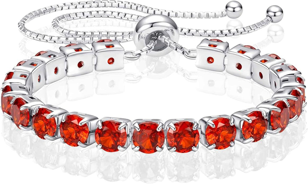 SUNFEEL Birthstone Bracelet Jewelry for Women Sterling Silver with Gold Plated Tennis Bracelet Classic Bolo Adjustable Chain Anniversary Birthday Gifts for Women Mom Wife Her