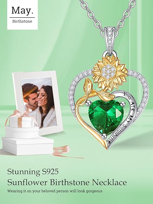 Valentine's Day Gifts for Wife 925 Sterling Silver Double Birthstone Pendant Necklaces I Love You for Always and Forever Necklace Anniversary Birthday Gifts for Wife Girlfriend Mom Her