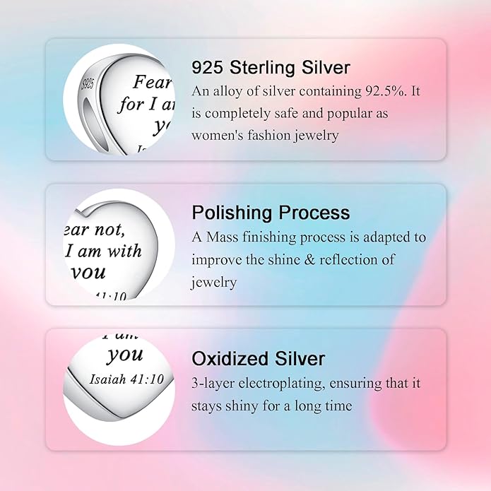 Bible Family Mom Wife Love Heart Dangle Charm 925 Sterling Silver Charms fits Bracelets and Necklace Pendant Bead Charms Jewelry Present for Women Family Friends
