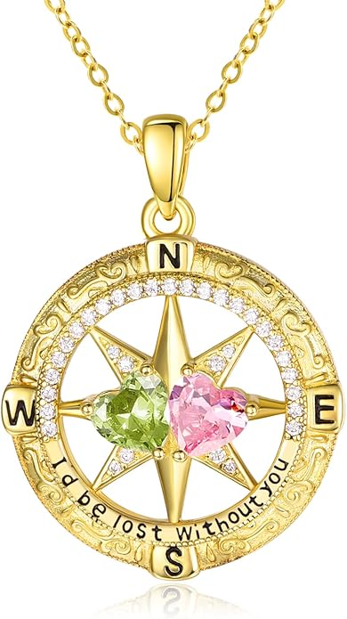 Valentine's Day Gifts for Wife 925 Sterling Silver Double Birthstone Pendant Necklaces I Love You for Always and Forever Necklace Anniversary Birthday Gifts for Wife Girlfriend Mom Her