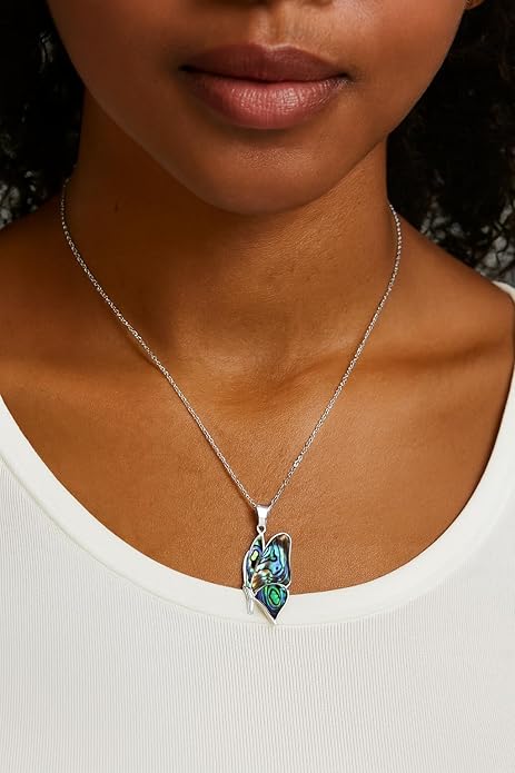 AeraVida Flying Monarch Butterfly Abalone Shell .925 Sterling Silver Necklace | Bohemian Beach Jewelry for Women | Nature-Inspired Fashion Accessory
