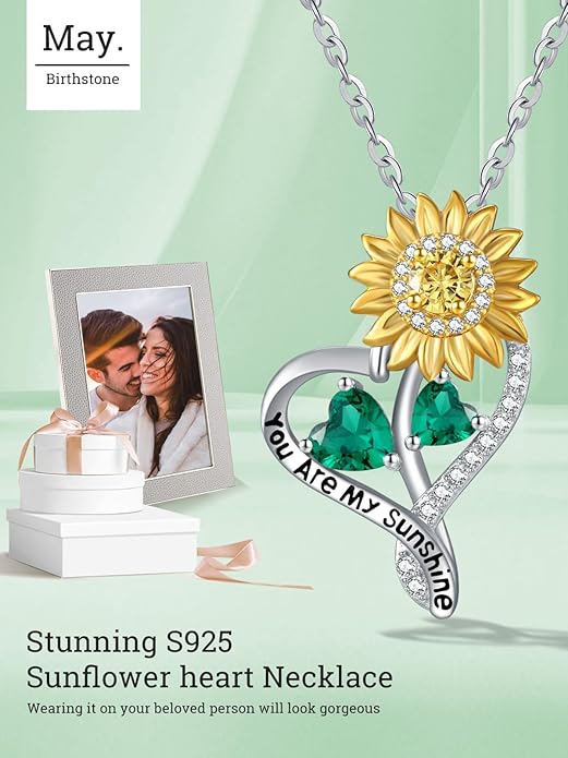 Valentine's Day Gifts for Wife 925 Sterling Silver Double Birthstone Pendant Necklaces I Love You for Always and Forever Necklace Anniversary Birthday Gifts for Wife Girlfriend Mom Her