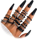 KISS WIFE Goldenen Silvery Black Kunckle Rings Set for Women, Dainty Simple Trendy Cute Stackable Finger Rings Pack, Perfect for Stacking Layering on Thumb and Knuckle, Mixed Size, Jewelry Gift