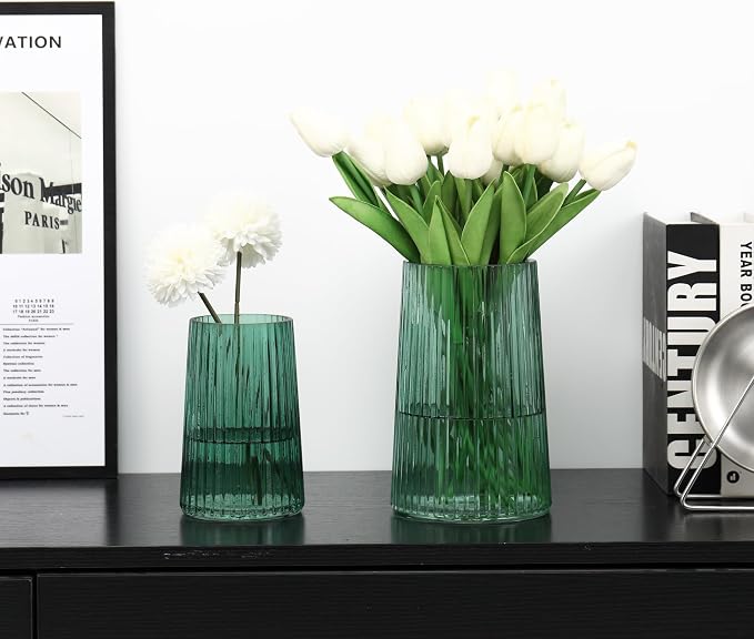 Ribbed Flower Vases Set of 2, Flower Vase - Image 3