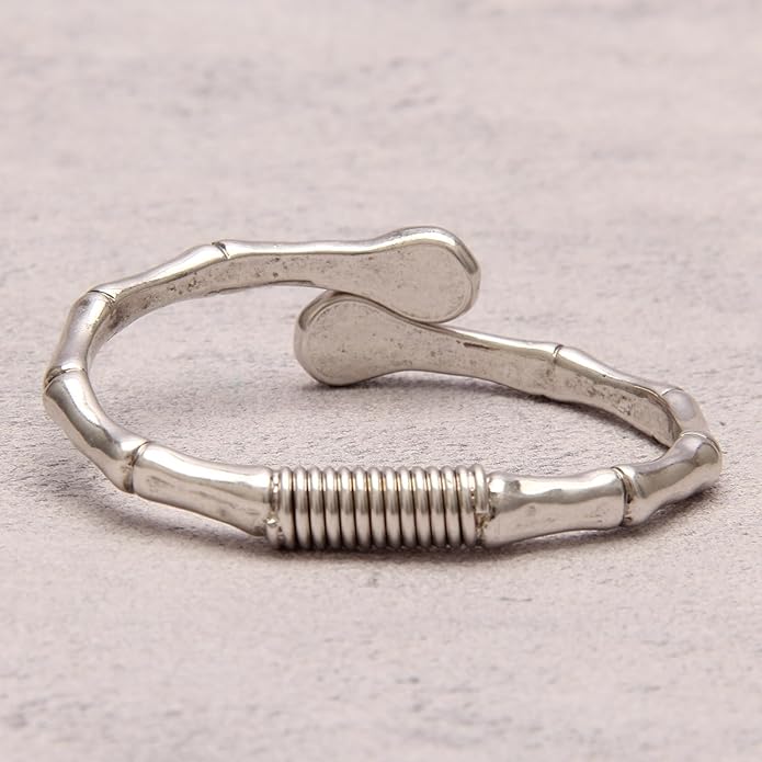 Gold Cuff Bracelet for Women Silver Beaded Bracelets Open Bangle Stackable Stretch Bead Bracelet Boho Jewelry Gifts for Wife Couple