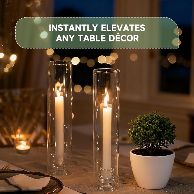20 Pack Glass Hurricane Candle Holders 12.6" Open Ended Candlestick Tubes | - Image 5