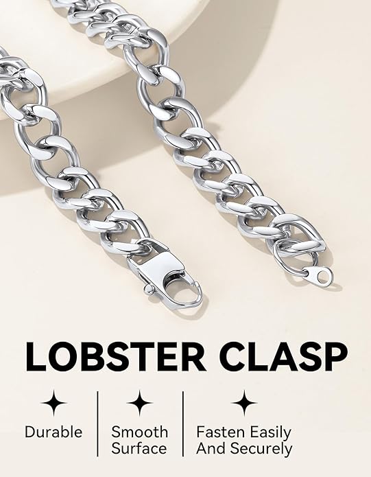 ChainsHouse Cuban Link Chain for Women Chunky Gold Necklace Stainless Steel/Gold Plated Choker Necklaces for Women, 12/16/20 mm Width Thick Chain Choker Punk Hip-Hop Jewelry,18-20"