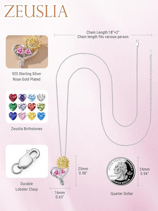 Valentine's Day Gifts for Wife 925 Sterling Silver Double Birthstone Pendant Necklaces I Love You for Always and Forever Necklace Anniversary Birthday Gifts for Wife Girlfriend Mom Her