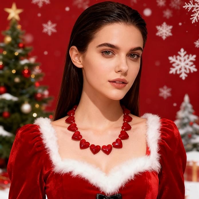 YUJIE Amber Acrylic Heart Choker Necklace for Women Vintage Punk Chunky Necklace Trendy Fashion Accessory