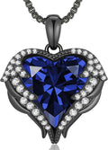 CDE Valentines Day Gifts for Women Angel Wings Necklace for Women with Birthstone, Love Heart Silver Tone/Gold Tone Pendant, Ideal Anniversary or Birthday Jewelry Gifts for Wife Girlfriend Her