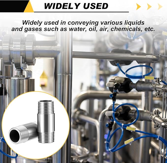 6 Pcs 304 Stainless Steel Pipe Fittings 1/2" Npt x 1/2" Npt Male Threaded 2" - Image 6