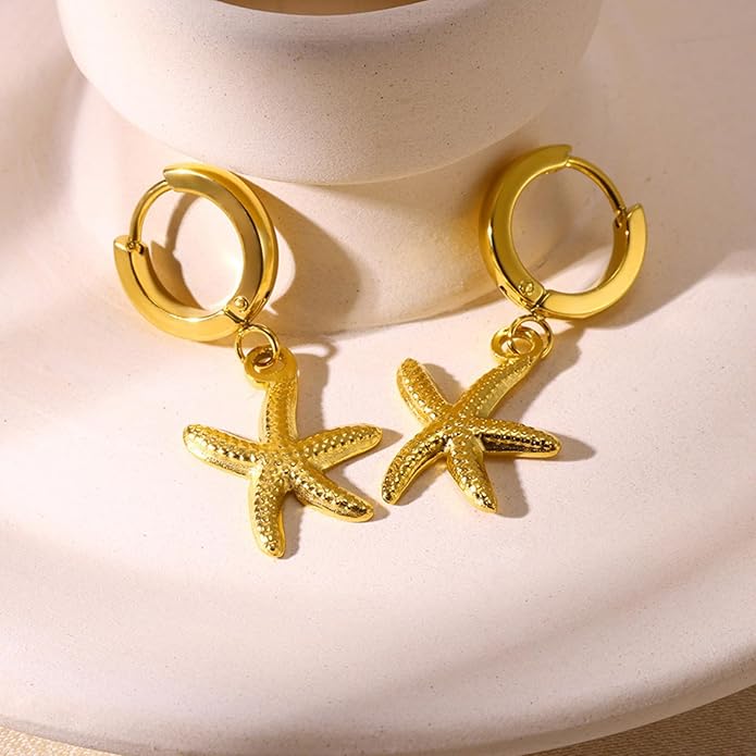 Seashell Starfish Earrings Beach Jewelry for Women Pearl Drop Shell Earrings Ocean Beachy Fashion Accessories Womens Summer Outfits 2026 Tropical Vacation Outfits Beach Vacation Clothes Dresses