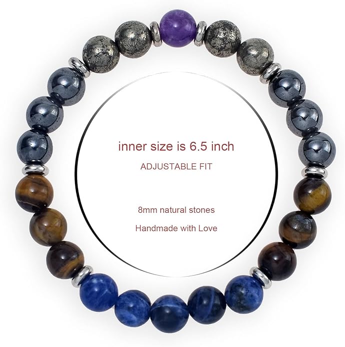 Strong Healing Crystal Bracelet 8MM Genuine Stone Bracelet Lucky Beaded Bracelet Chakra Bracelet 6.5 inch Positive Energy Inspirational Gifts for Women Mom