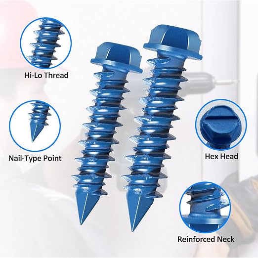 100PCS Concrete Screws Assortment Kit, 1/4" x1-1/4 Masonry Screws - Image 7