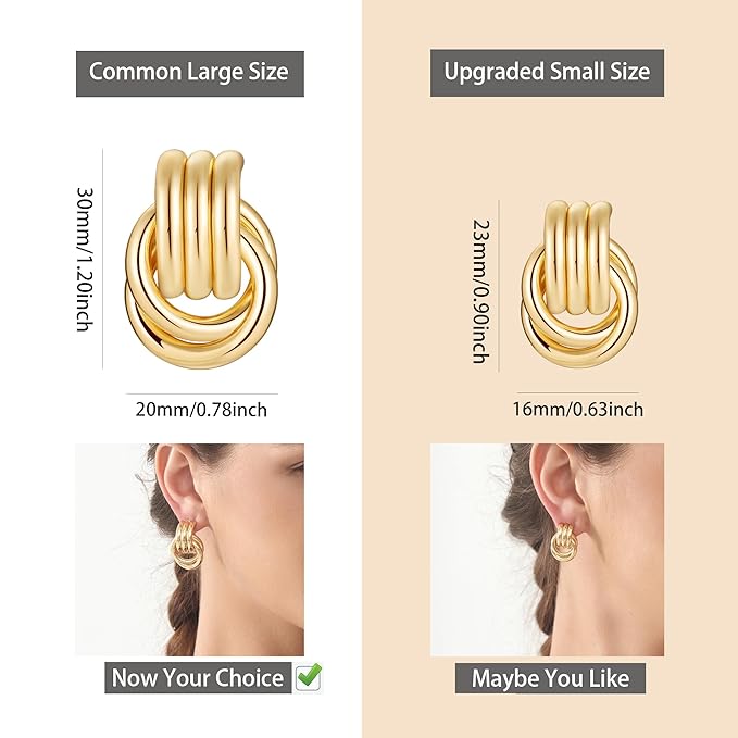 Knot Link Circle Geometric Drop Dangle Earrings, Circle Geometric Drop Dangle Earrings Studs, Women's Jewelry