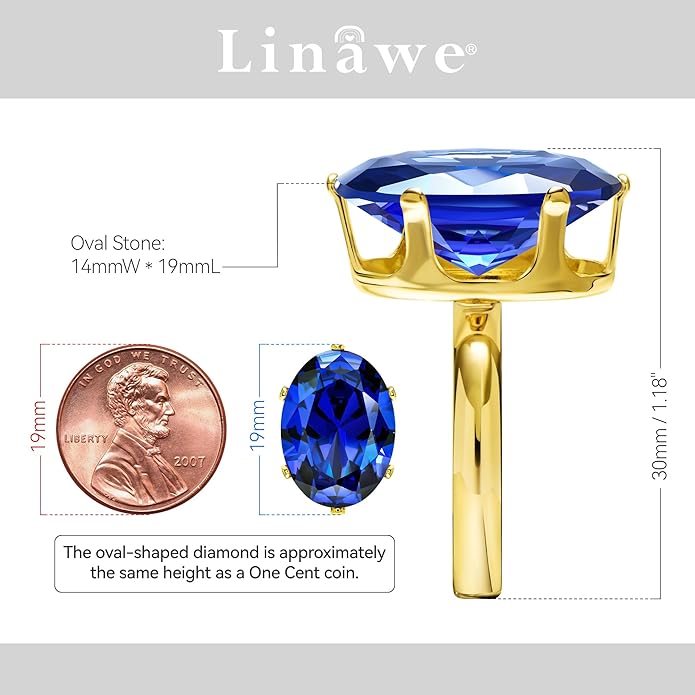 Linawe Cubic Zirconia Imitation Diamond Moissanite Rings for Women, 14K Gold/Rose Gold/Silver Adjustable Chunky Ring, Costume Rhinestone Jewelry for Wedding Engagement
