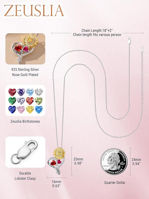 Valentine's Day Gifts for Wife 925 Sterling Silver Double Birthstone Pendant Necklaces I Love You for Always and Forever Necklace Anniversary Birthday Gifts for Wife Girlfriend Mom Her