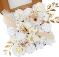 Artificial Flowers Combo Pure White Flowers Mix Silk Flowers Fake Roses by FloweroyalCrafts