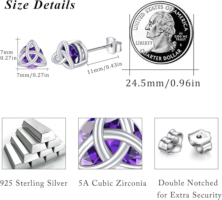 MEDWISE 925 Sterling Silver Birthstone Stud Earrings for Women Birthday Jewelry Gifts for Daughter Mother Women Valentines Day Gifts for Her