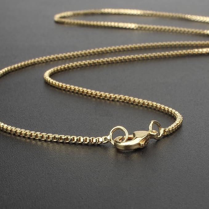 ALEXCRAFT Wholesale 6PCS 14K Real Gold Plated Brass Box Chain Necklace Bulk for Jewelry Making (16 inch)