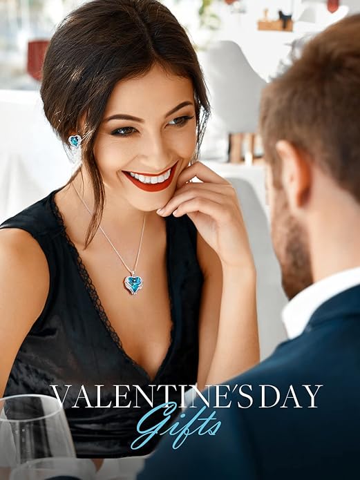 CDE Valentines Day Gifts for Women Angel Wings Necklace for Women with Birthstone, Love Heart Silver Tone/Gold Tone Pendant, Ideal Anniversary or Birthday Jewelry Gifts for Wife Girlfriend Her