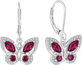Starchenie Butterfly Earrings for Women 925 Sterling Silver Leverback Earrings Birthstone Butterfly Jewelry Gifts