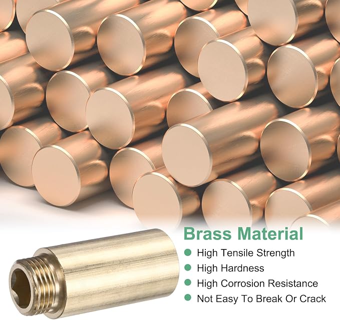 M METERXITY Shower Head Extension Arm, Brass G1/2 Male to Female Extension Pipe - Image 2