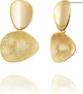 OZEL Gold Dangle Earrings for Women Brushed Finish, Matte Gold Statement Jewelry, 14k Gold Plated