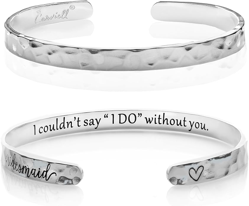 Carviell Engraved Cuff Bracelets for Women – Inspirational, Friendship, Love, Mom, Daughter, Sister, Christian, Graduation, Memorial & Wedding Gifts – 80+ Phrases – Stainless Steel, Gift-Ready