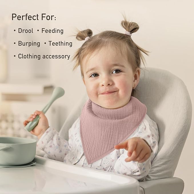 Muslin Baby Bibs 8 Pack, Baby Bandana Drool Bib for Drooling and Teething, Cotton Soft Absorbent for Girls Boys