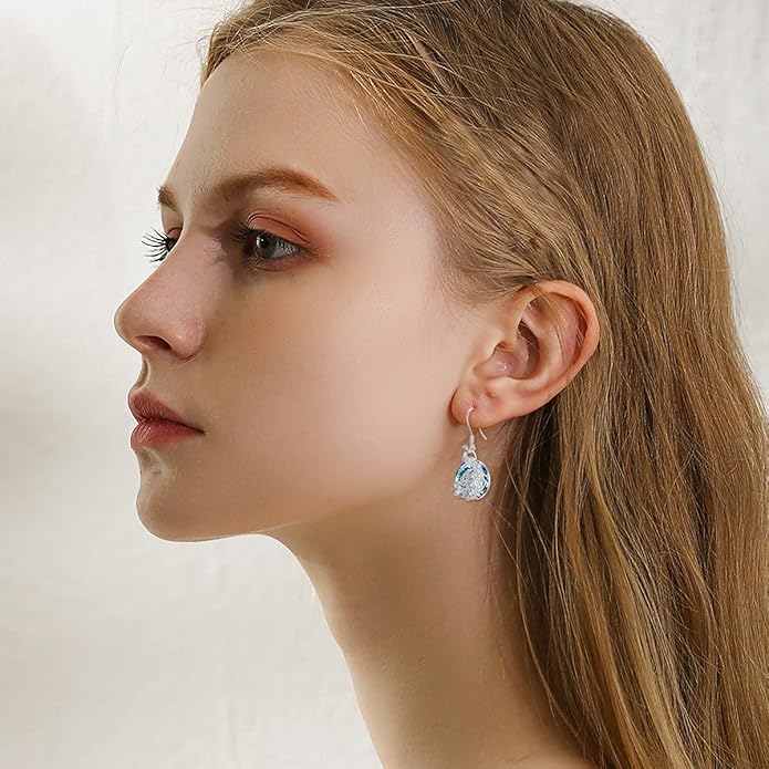 PELOVNY Animal Dangle Earrings Sterling Silver Hypoallergenic Moss Agate Crystal Moonstone Earrings Bee Butterfly Dolphin Peacock Phoenix Jewelry Birthday Christmas Gifts for Women
