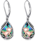 Animal Earrings 925 Sterling Silver Abalone Shell Dangle Drop Earrings Leverback Earrings Cute Animal Jewelry Gifts for Women Girlfriend