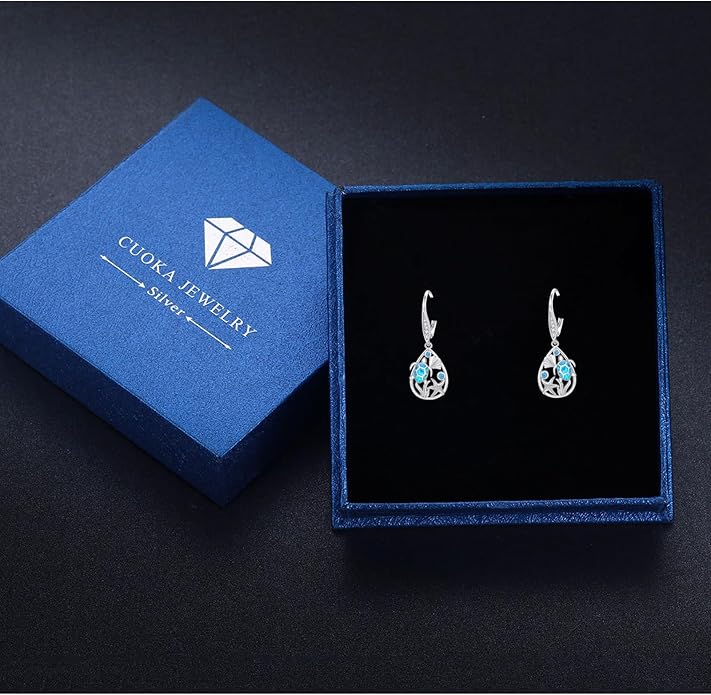 Turtle Earrings for Women S925 Sterling Silver Hawaii Blue Opal Sea Starfish Dangle Earring Tortoise Drop Animal Statement Ocean Summer Beach Vacation Jewelry Mothers Day Christmas Gift