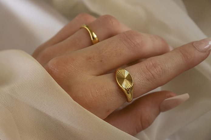 Elegant 18K Gold Plated Stainless Steel Ring – Fine Metal-Plated Jewelry with Durable, Scratch-Resistant Design for Daily Wear & Special Occasions