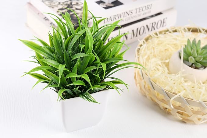 Der Rose 2 Pack Fake Plants Green Small Faux Plants - Image 8