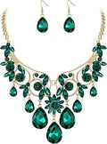 BriLove Women's Tribal Ethnic Crystal Chunky Statement Necklace Dangle Earrings Set