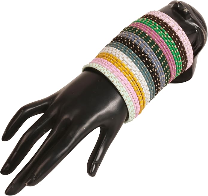 Touchstone indian bangles bracelets for women colorful churiyan set return gifts jewelry chudiya bulk pack bollywood metal bangle sets 12 textured vintage colors. Set of 144
