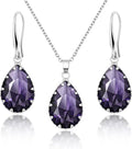 Linawe Crystal Jewelry Sets for Women, Imitation Diamond Pendant Necklace, Rhinestone Drop Dangle Earrings, Birthstone Cubic Zirconia Matching Wedding Jewelry, 14K Gold/Rose Gold/Silver Tones