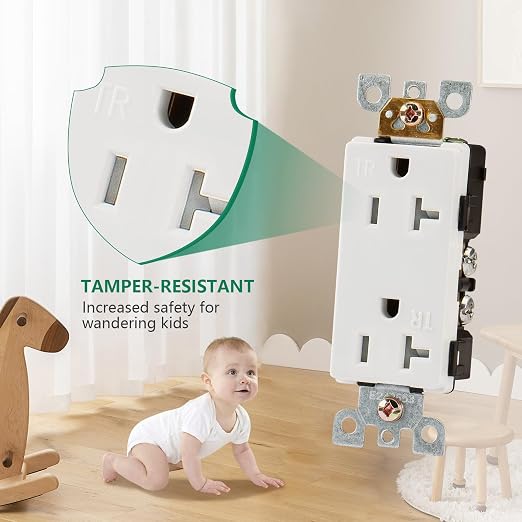 Wengart 20A Decorator Receptacle, Tamper-Resistant, AC125V Self-Grounding - Image 4
