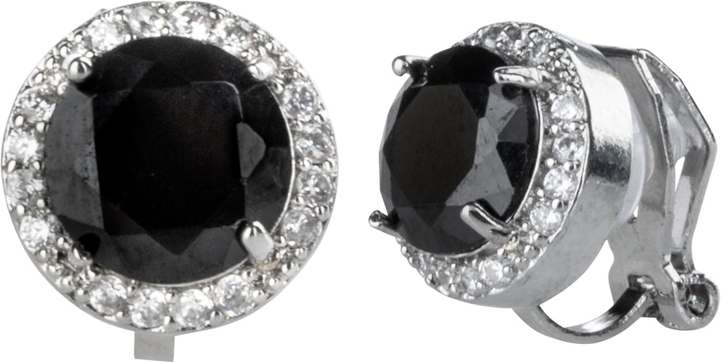 Aloha Earrings Round Halo Crystal Clip On Stud Earrings