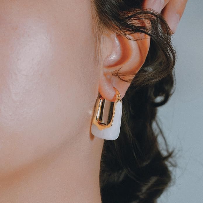 Acrylic Hoop Earrings Chunky Huggie Statement Vintage Earrings Cute Resin Drop Earring Trendy Jewelry Gifts for Women