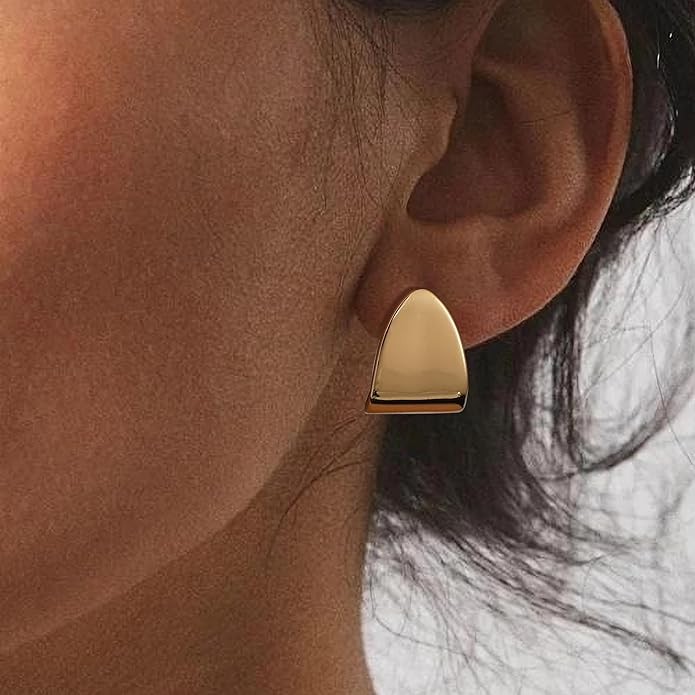 Gacimy Chunky Earrings for Women, Teardrop Earrings with 925 Sterling Silver Post, 14K Gold Plated Statement Drop for Women