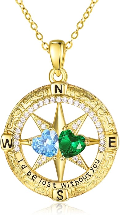 Valentine's Day Gifts for Wife 925 Sterling Silver Double Birthstone Pendant Necklaces I Love You for Always and Forever Necklace Anniversary Birthday Gifts for Wife Girlfriend Mom Her
