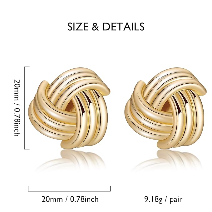 Knot Link Circle Dangle Earrings for Women, Geometric Drop Studs Earrings, Trendy Jewelry